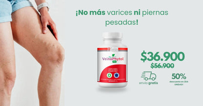 VeinoPhytol Pro 30 Cápsulas Sin Varices Arañitas Ni piernas cansadas